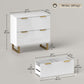 Lateral File Cabinet with 2 Drawers, Modern Filing Cabinet for Letter/A4/Legal Size Files, High Gloss White