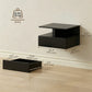 Floating Nightstand Set of 2, Wall Mounted Bedside Table with Power Outlets, Drawer and Shelf, Black
