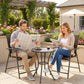 Outdoor Wicker Dining Chair Set of 2, 2 Pieces Rattan Foldable Chair with Steel Frame for Garden, Backyard, Porch, Brown