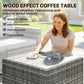 7 Piece Patio Furniture Set, L-Shaped Wicker Outdoor Sectional Sofa with Faux Wood Coffee Table, Cushions, Light Grey