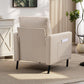 Accent Chair Modern Upholstered Armchair with Side Pockets and Cushion for Bedroom, Living Room, Beige
