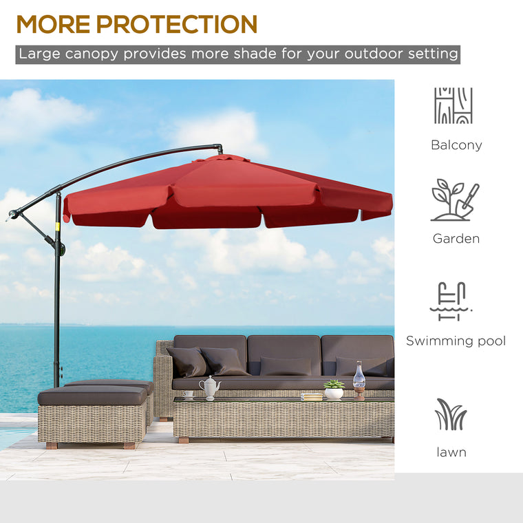 11FT Red Cantilever Umbrella with Easy Tilt & Cross Base