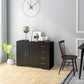 Modern Sideboard Buffet Cabinet with 4 Drawers and 2 Beadboard Doors, Kitchen Storage Cabinet, Black