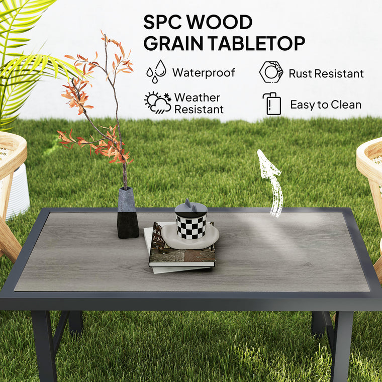 Metal Side Table with SPC Woodgrain Top