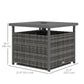 Rattan Coffee Wicker Patio Table w/ Umbrella Hole for Backyard Mixed-Grey