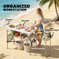 Fish Cleaning Table Folding Sink Portable Camping Sink with Side Shelf & Bottom Rack for Outdoor White