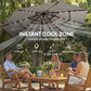 9.3' Grey Market Umbrella with Solar LED Lights & Tilt Crank