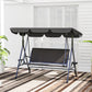 3-Seat Patio Swing Chair, Outdoor Canopy Swing Glider with Adjustable Shade, Grey