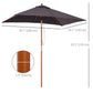 6.6x5ft Square Market Parasol, Wooden Patio Umbrella with Tilt Mechanism and 6 Bamboo Ribs, Garden Sunshade, Dark Grey