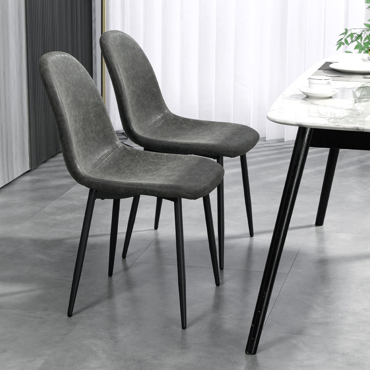 Retro Dining Table Chairs Set of 4, PU Leather Upholstered Kitchen Table Chairs for Living Room, Bedroom