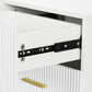 2 Pieces Nightstands with Storage, Modern Bedside Tables with 2 Fluted Drawers and Gold Legs for Bedroom, White