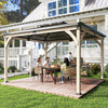 12' x 14' Light Walnut Hardtop Gazebo with Steel Roof