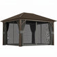 10' x 12' Outdoor Hardtop Gazebo Metal Roof Patio Gazebo with Aluminum Frame, Mesh Nettings, Dark Grey