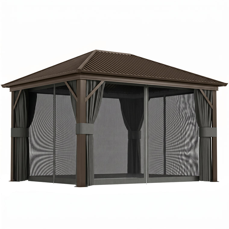 10' x 12' Dark Grey Hardtop Gazebo with Aluminum Frame