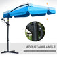 9FT Offset Hanging Patio Umbrella Cantilever Umbrella with Easy Tilt Adjustment, Cross Base and 8 Ribs for Backyard, Poolside, Lawn and Garden, Blue