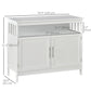 Wooden Sideboard Buffet Cabinet with Open Shelf and 2-Door Storage, White