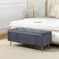 Storage Ottoman Bench, 43 Inch Large Storage Chest with Steel Legs and Padded Seat, Foot Rest, Load 485 lbs, Dark Grey