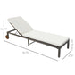 Patio Rattan Sun Lounger with 4-Level Adjustable Backrest and Wheels, Wicker Chaise Lounge Chair with Cushion, for Patio, Deck, Poolside Cream White