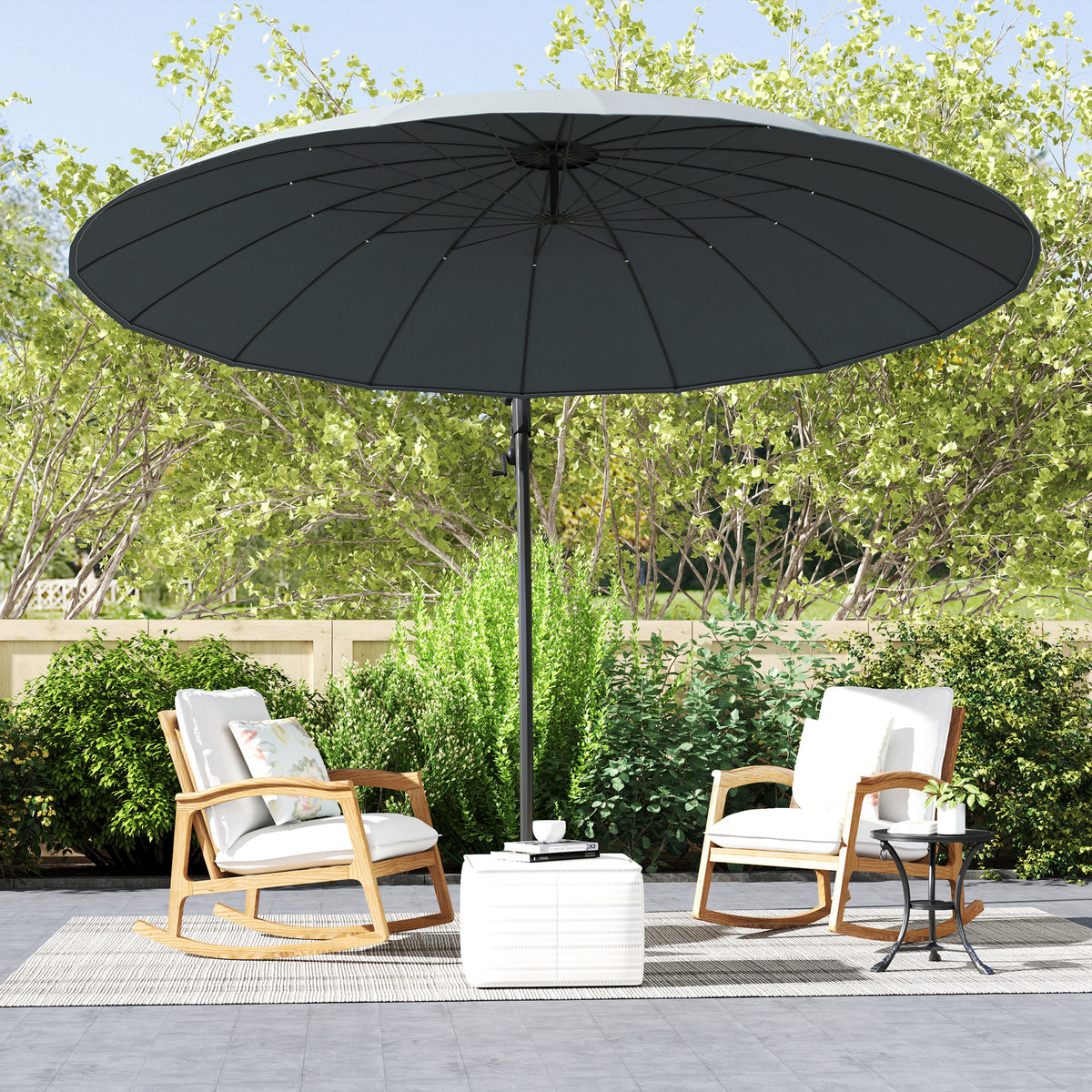 9FT Grey Cantilever Umbrella with 16 Fibreglass Ribs