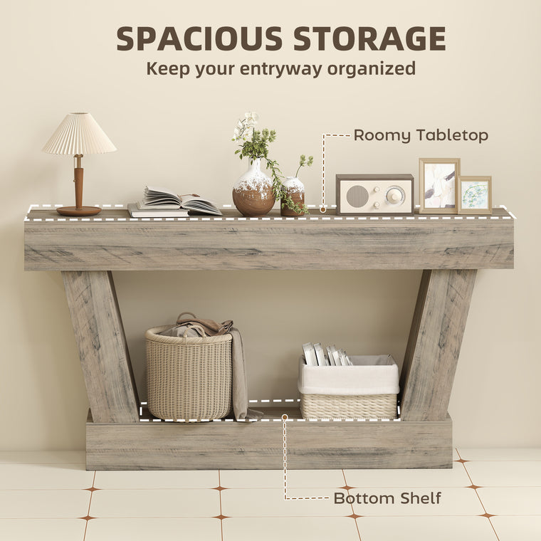 63" Narrow Console Table with Open Shelf