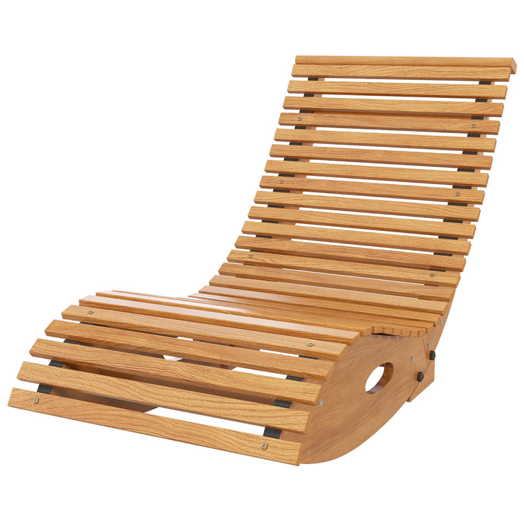 51.2" Wooden Rocking Chair with Slatted Seat