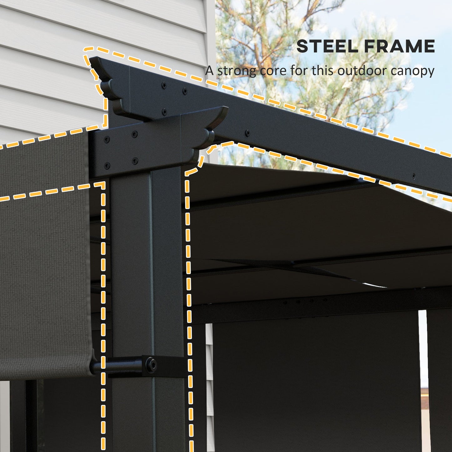 Metal Pergola, Outdoor Pergola with Retractable Canopy, for Garden, Patio, Backyard, Deck