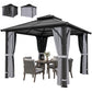 10' x 10' Hardtop Gazebo with 7mm Polycarbonate Double-Tier Roof, Outdoor Gazebo with Netting and Curtains, Dark Grey