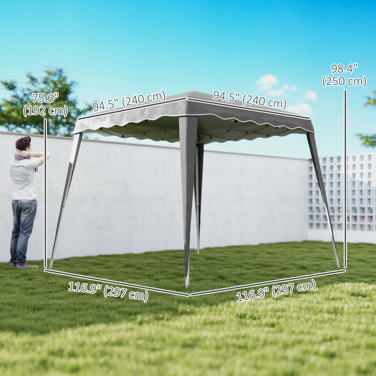 8' x 8' Grey Foldable Pop-Up Canopy Tent with Carrying Bag
