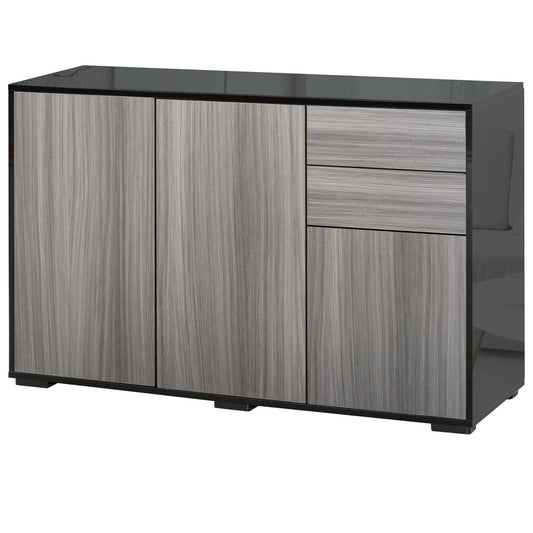 Kitchen Sideboard Coffee Bar with 2 Drawers - Black