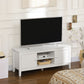 Modern TV Stand for TVs up to 55", TV Bench with Storage Cupboards and Shelves, 47.2" x 16.7" x 19.7", White