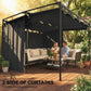 10' x 10' Retractable Pergola Canopy, Outdoor Pergola with Curtains, Metal Garden Gazebo Sun Shade Shelter for Patio
