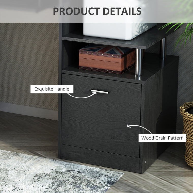 Computer Desk with Storage Shelf and Drawer - Black