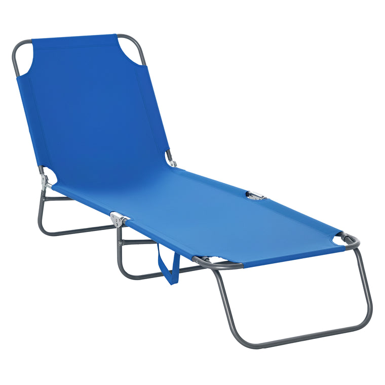 Blue Folding Beach Lounger with Mesh Fabric