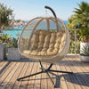 Double Egg Chair with Stand, Cushion and Pockets - Khaki