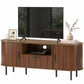 TV Stand for TVs up to 60", Modern Entertainment Center with Curved Sliding Doors and Storage, Brown