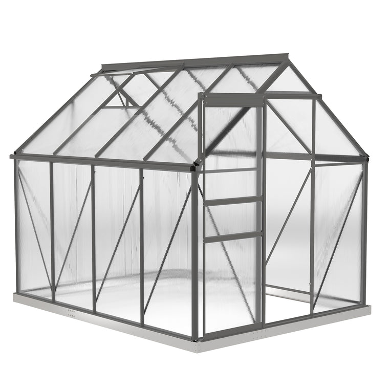 6' x 8' x 6.5' Charcoal Grey Polycarbonate Greenhouse