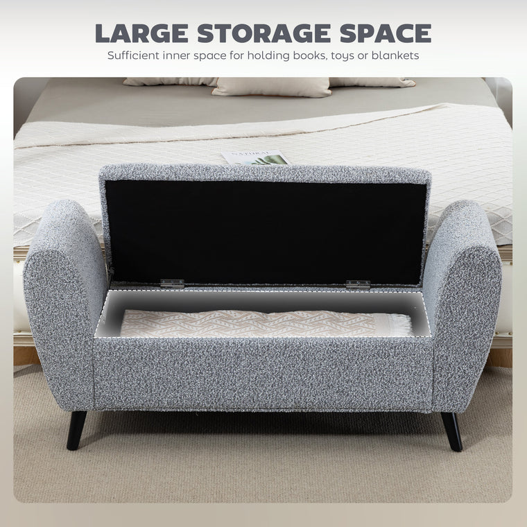 Upholstered Storage Bench with Arms