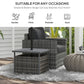 Rattan Coffee Wicker Patio Table w/ Umbrella Hole for Backyard Mixed-Grey