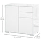High Gloss Buffet Sideboard with 2 Drawers, 2 Doors and Adjustable Shelf, Kitchen Storage Cabinet with Push Open Design, White