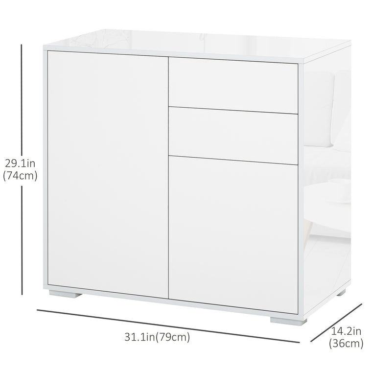 High Gloss Buffet Sideboard with Drawers