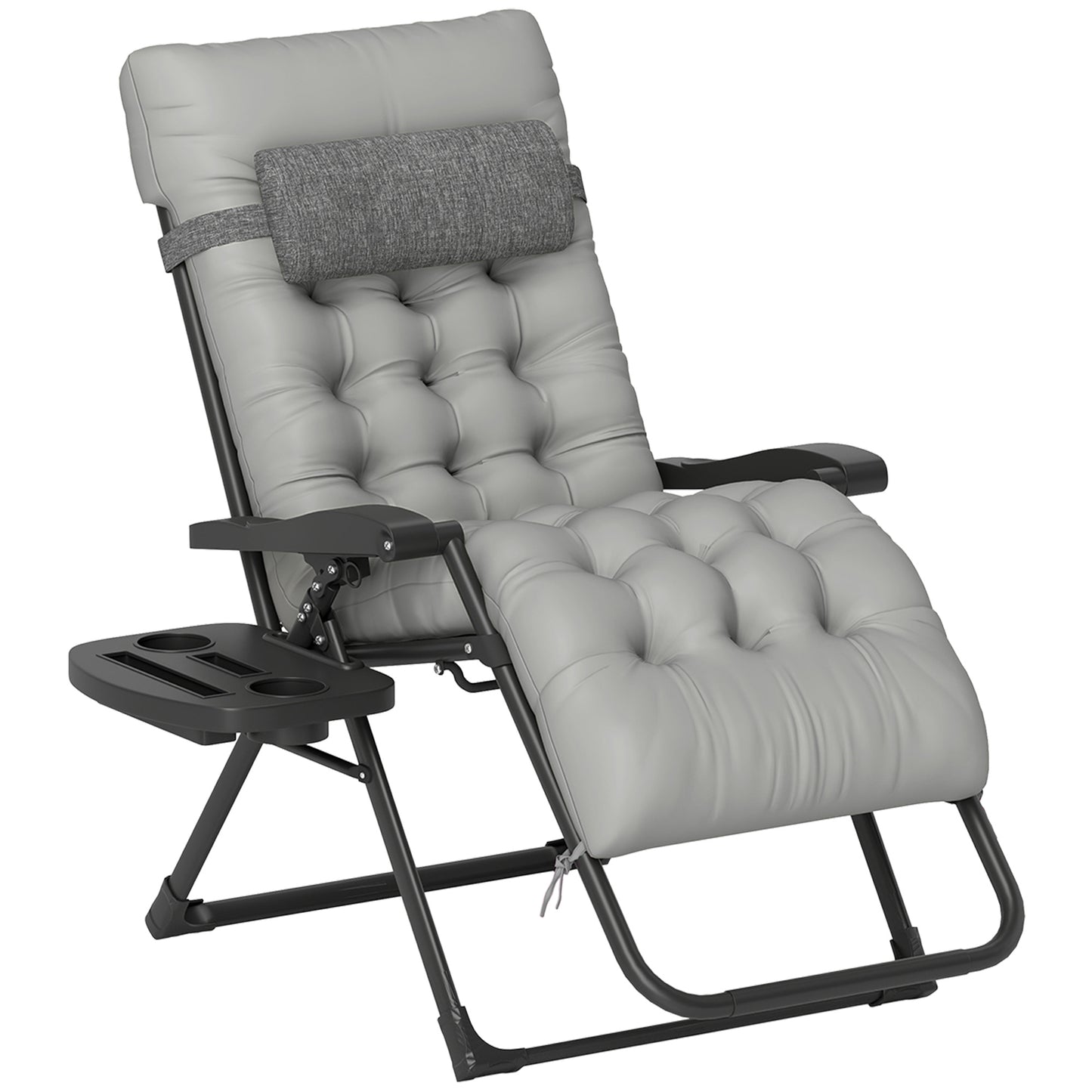 Padded Zero Gravity Chair, Folding Recliner Chair, Patio Lounger with Cup Holder, Adjustable Backrest, Removable Cushion for Outdoor, Deck, Poolside, Red
