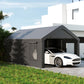 12 x 20ft Carport with 2 Roll-Up Doors, 4 Windows, Portable Garage with Removable Sidewalls for Car, Truck, Dark Grey