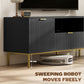 Modern TV Console for TVs up to 60 Inch, Entertainment Center with Smart RGB LED Lights and Soft Close Doors, Black