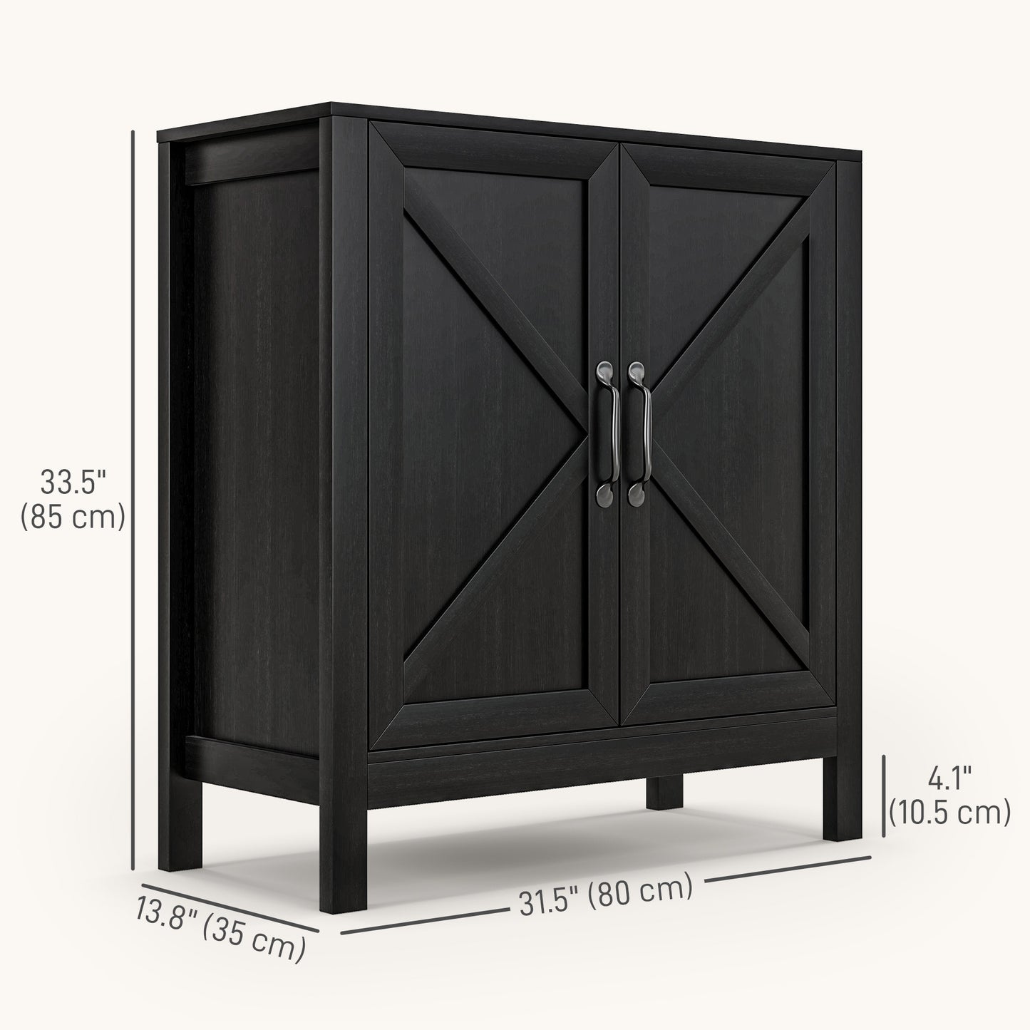 Sideboard Buffet, Kitchen Storage Cabinet with Barn Door and Adjustable Shelves, Storage Pantry, Black Oak