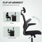 Ergonomic Office Chair, Mesh Desk Chair with Adjustable Headrest, Lumbar Support and Height, Flip-Up Armrests, Black