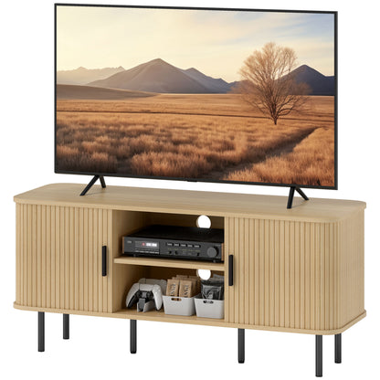 55" TV Stand with Storage Shelves - Oak Tone