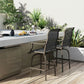 Outdoor Bar Stools Set of 2, Swivel Bar Height Chairs with High Back, Curved Armrests and Steel Frame, Black