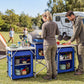 Aluminum Camping Kitchen, Portable Folding Camping Table with Fabric Cupboards, Windshield, Bag for BBQ, Picnic, Blue