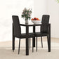 3-Piece Rectangular Glass Kitchen Table and Chairs with Metal Frame and Faux Leather Upholstery for Dining Room, Black