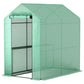 Walk-in Greenhouse Outdoor Portable Plant Flower Growth Warm House with Roll-up Door, 73" x 47" x 75", Green